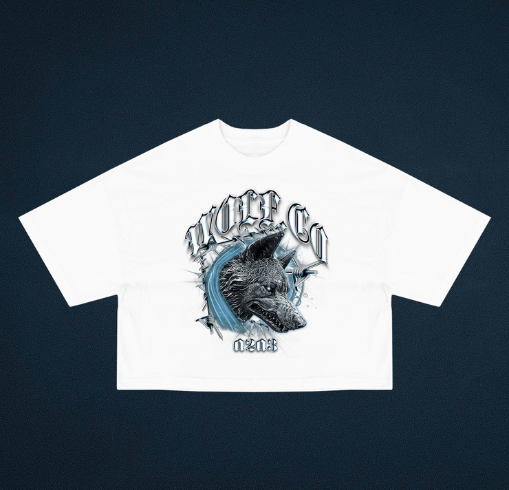 Crop Lone Wolf Tee (White)