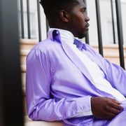 Lilac (purple) Satin/Silk Long Sleeve Mens Shirt 