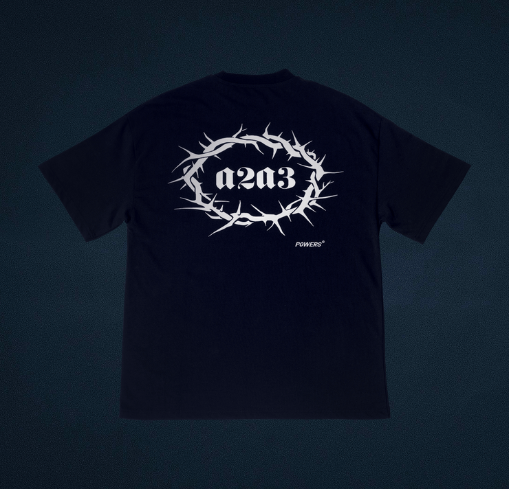 Graphic tee. Black t-shirt with white artwork