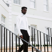 White Silk/Satin Mens Long Sleeve Shirt, Sustainable Fashion